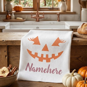 Linge De Cuisine Citrouille personnalisée Jack O Lantern Halloween