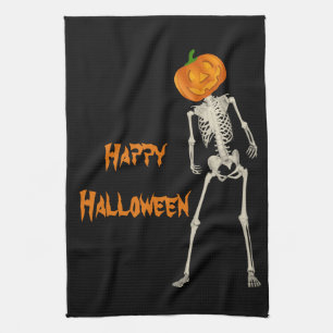 Linge De Cuisine Citrouille squelettique décorative Halloween