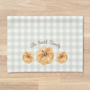 Linge De Cuisine Citrouilles Aquarelle Thanksgiving Nom de Famille