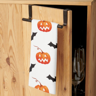 Linge De Cuisine Citrouilles et chauves-souris d'Halloween, Trou ou