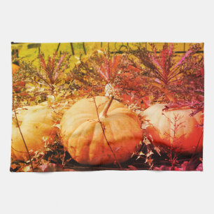 Linge De Cuisine Citrouilles Et Plantes D'Automne Abstraits