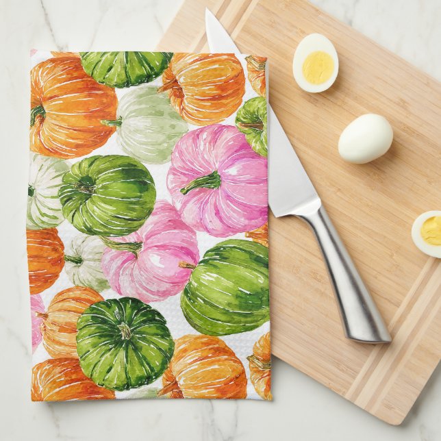 Linge De Cuisine Citrouilles heureux (Quart Plié)
