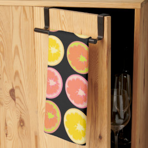 Linge De Cuisine Citrus Candy Lemon Motif Noir