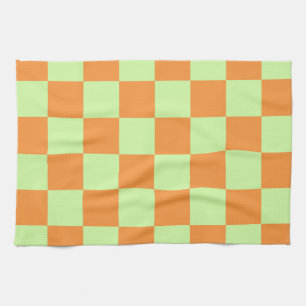 Linge De Cuisine Citrus vert orange À damiers En vichy Motif