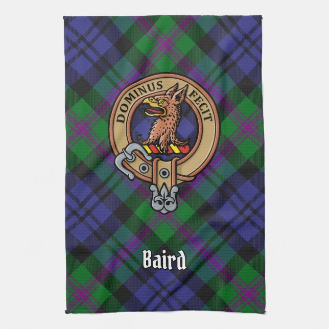 Linge De Cuisine Clan Baird Crest sur Tartan (Vertical)