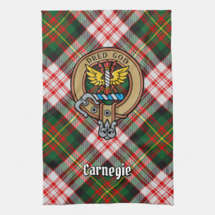 Linge De Cuisine Clan Carnegie Crest sur la robe Tartan