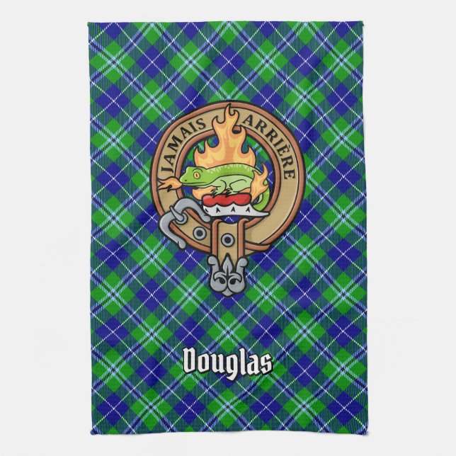 Linge De Cuisine Clan Douglas Crest sur Tartan (Vertical)