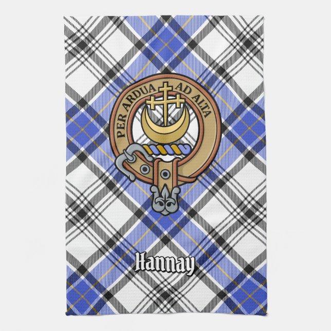 Linge De Cuisine Clan Hannay Crest sur Tartan (Vertical)