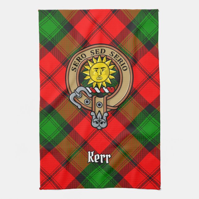 Linge De Cuisine Clan Kerr Crest sur Tartan (Vertical)