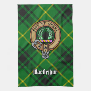 Linge De Cuisine Clan MacArthur Crest sur Tartan