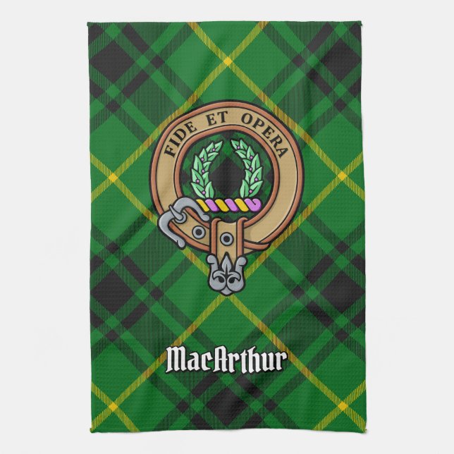 Linge De Cuisine Clan MacArthur Crest sur Tartan (Vertical)