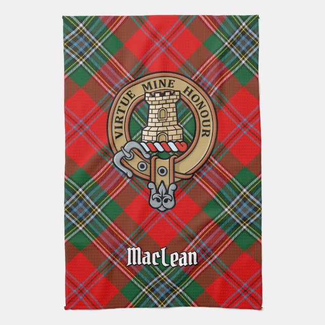 Linge De Cuisine Clan MacLean Crest sur Tartan (Vertical)