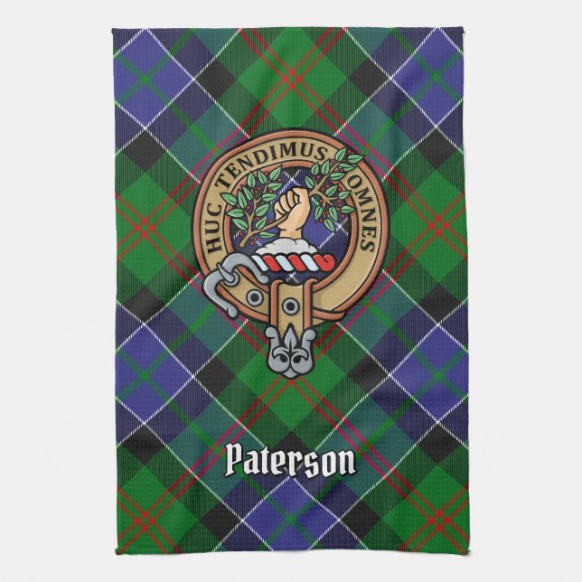 Linge De Cuisine Clan Paterson Crest sur Tartan (Vertical)