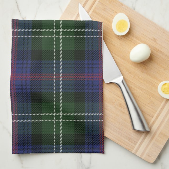 Linge De Cuisine Clan Plaid Sutherland violet noir Tartan (Quart Plié)