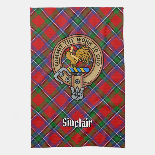 Linge De Cuisine Clan Sinclair Crest sur Tartan (Vertical)