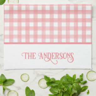 Linge De Cuisine Classic rose et blanc En vichy Plaid Personnalisé