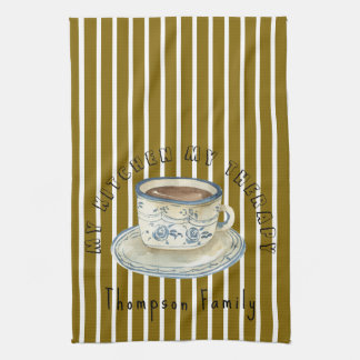 Linge De Cuisine Classic stripes monogramme café tasse illutration
