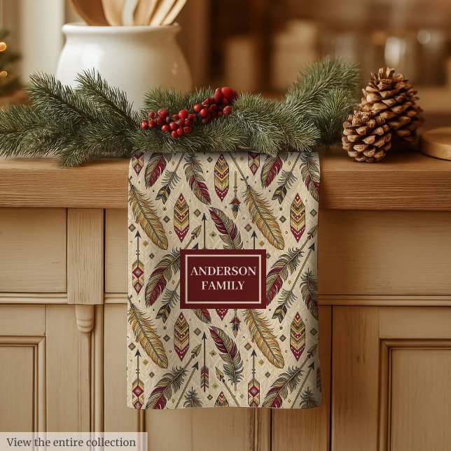 Linge De Cuisine Classic Tribal Towel Personalized Feathers Accent (Classic Tribal Towel Personalized Feathers Accent)