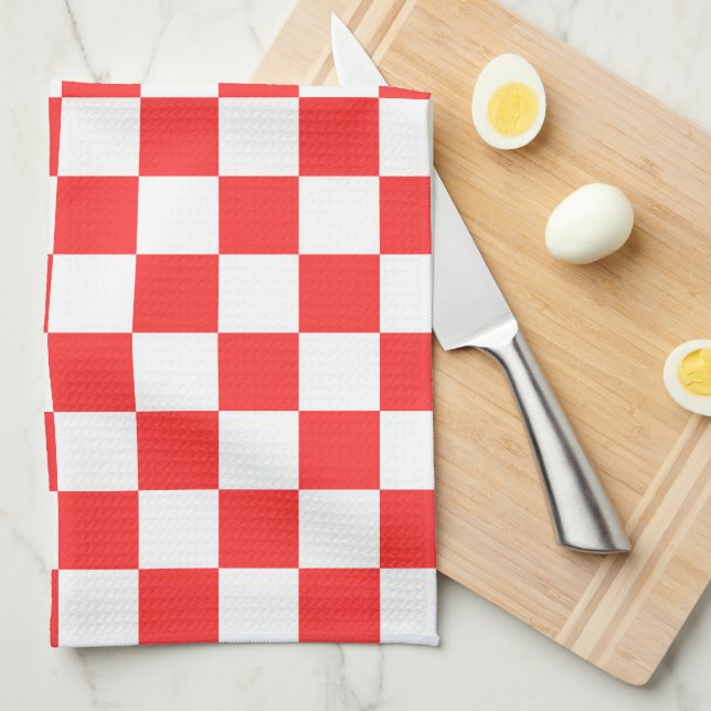 Linge De Cuisine Classic visual red checkerboard  (Quart Plié)