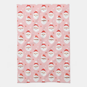 Linge De Cuisine Clause Pink Retro Santa