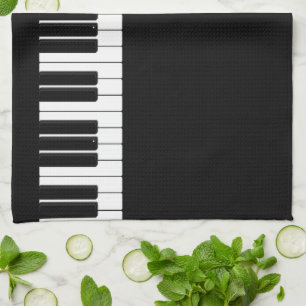 Linge De Cuisine Clavier de piano noir et blanc