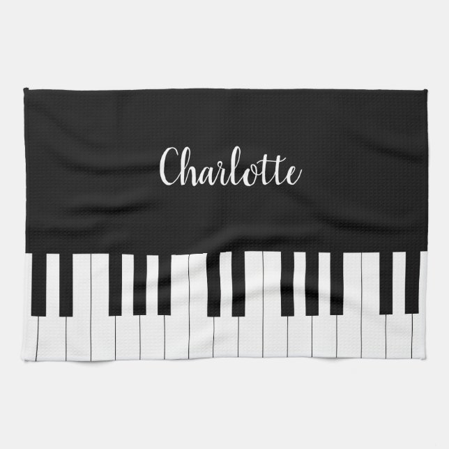 Linge De Cuisine Clavier de piano noir et blanc simple et élégant (Horizontal)