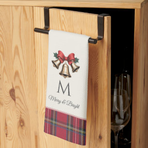 Linge De Cuisine Cloches de Noël Or Customisé Monogramme Noël