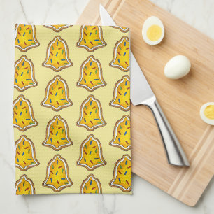 Linge De Cuisine Cloches jaunes arrosent le biscuit Noël de Noël