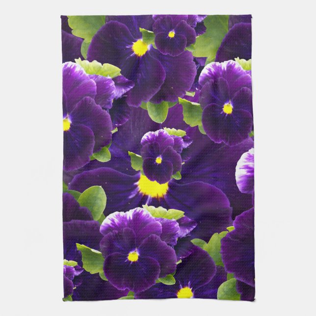 Linge De Cuisine Clusters de Pansy Profond Violet : Beauté majestue (Vertical)