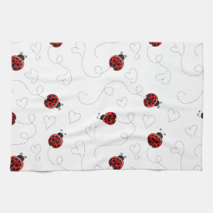 Linge De Cuisine Coccinelle Rouge Coléoptère Insecte Amoureux Cœurs