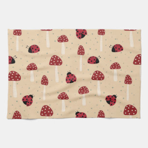 Linge De Cuisine Coccinelles et Champignons Rouges