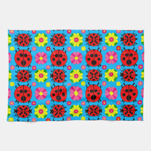 Linge De Cuisine Coccinelles et fleurs colorées