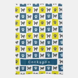 Linge De Cuisine Cockapoo Chien & Paw Yellow & Blue Grid