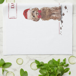 Linge De Cuisine Cockapoo Marron Noël Drôle Chien et Arbre