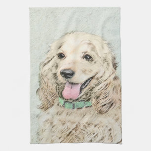 Linge De Cuisine Cocker Spaniel Buff Peinture - Art Chien original