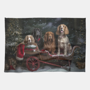 Linge De Cuisine Cocker Spaniel Snowy Sleigh Décor de Noël