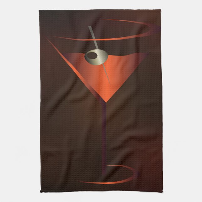 Linge De Cuisine Cocktail Bar Towel - Cocktail Rouge Martini (Vertical)