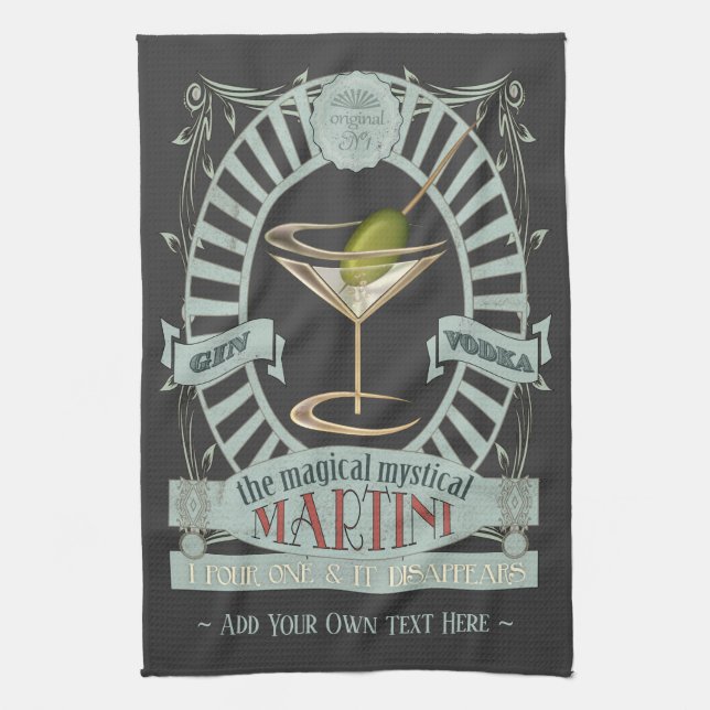 Linge De Cuisine Cocktail de Martini Magique Funny Personnalisé Kit (Vertical)