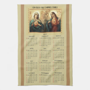 Linge De Cuisine Coeur 2019 sacré de calendrier de Jésus et de Mary