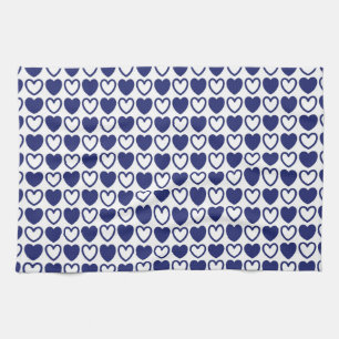 Linge De Cuisine Coeurs bleu et blanc