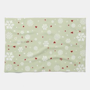 Linge De Cuisine Coeurs de flocons de neige de vacances d'hiver sur