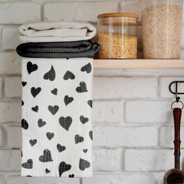 Linge De Cuisine Coeurs de la Saint Valentin - noir et blanc (Créateur téléchargé)