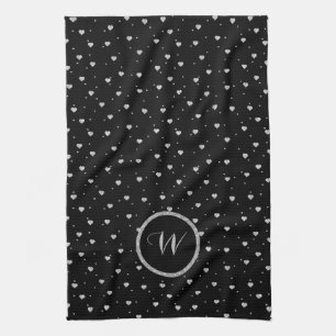 Linge De Cuisine Coeurs de Parties scintillant argent Motif sans co