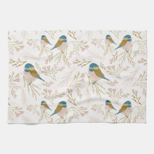 Linge De Cuisine Coeurs floraux de chickadee rose mignon