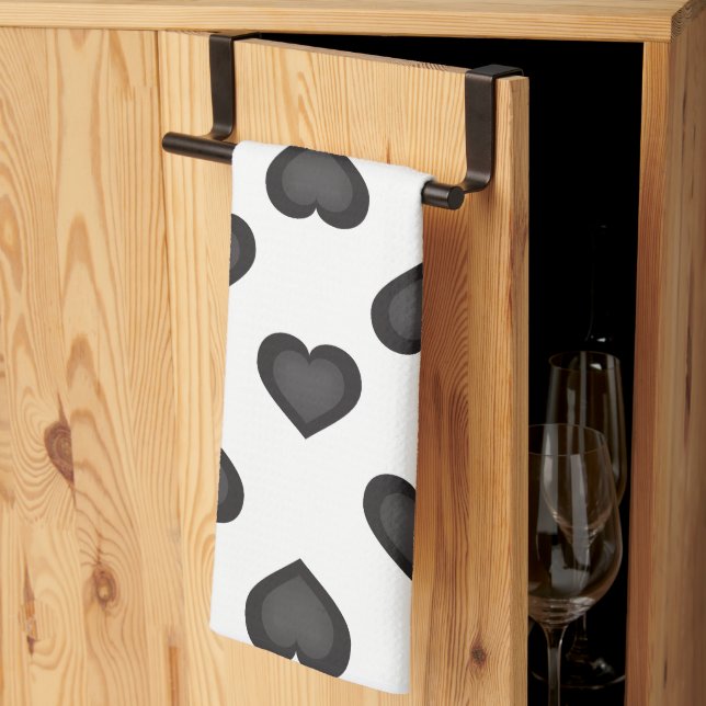 Linge De Cuisine Coeurs noirs (Pliage en tiers)