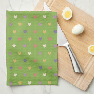 Linge De Cuisine Coeurs Polka sur vert vert