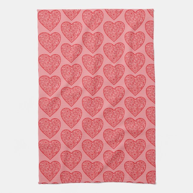 Linge De Cuisine Coeurs rouges Valentine (Vertical)