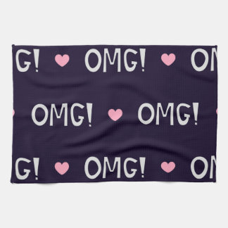 Linge De Cuisine Coeurs, texte OMG, motif mignon