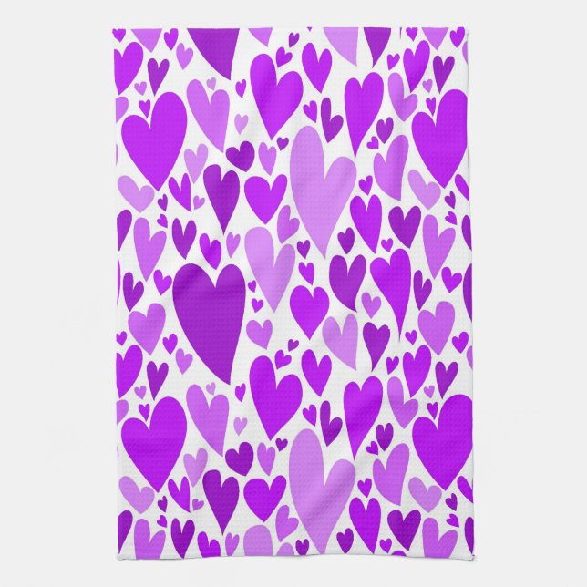 Linge De Cuisine Coeurs violets super et romantiques Saint-Valentin (Vertical)