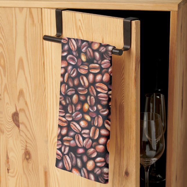 Linge De Cuisine Coffee Haricots crayon Motif Rustique Brown (Pliage en tiers)